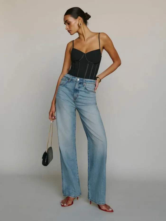 The Reformation Val Livedin Straight Jeans Brandywine 8211 Clothing