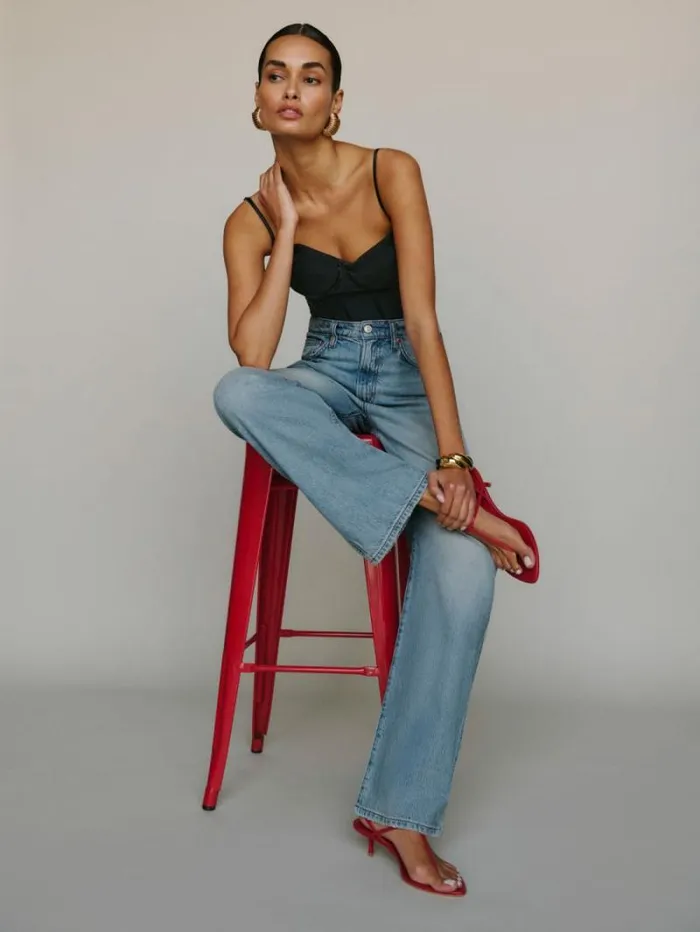 The Reformation Val Livedin Straight Jeans Brandywine 8211 Clothing