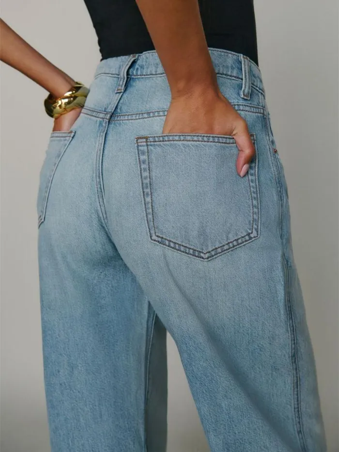 The Reformation Val Livedin Straight Jeans Brandywine 8211 Clothing