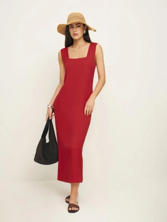 The Reformation Vea Dress Sundried Tomato 8211 Clothing