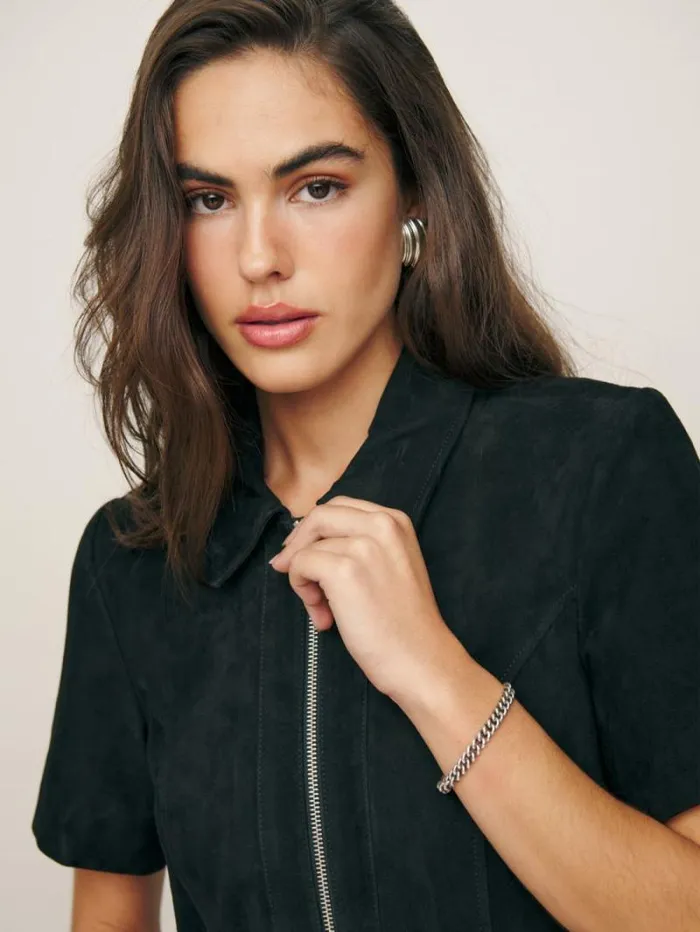 The Reformation Veda Loeb Suede Dress Black Suede 8211 Clothing
