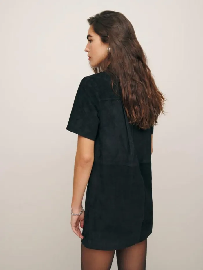 The Reformation Veda Loeb Suede Dress Black Suede 8211 Clothing