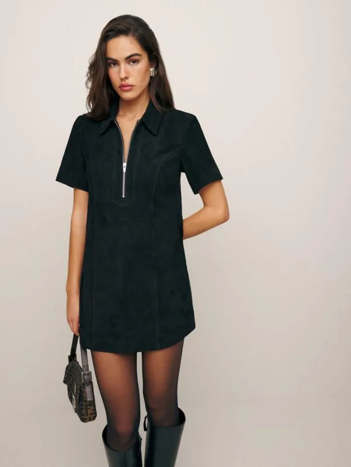 The Reformation Veda Loeb Suede Dress Black Suede 8211 Clothing