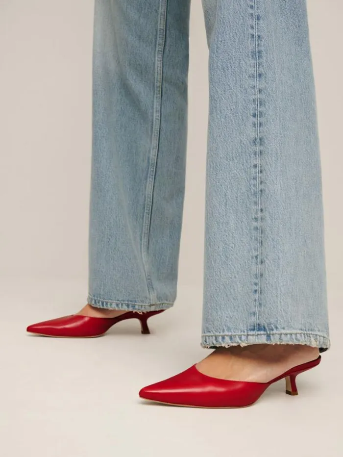The Reformation Wilda Kitten Mule Scarlet 8211 Shoes