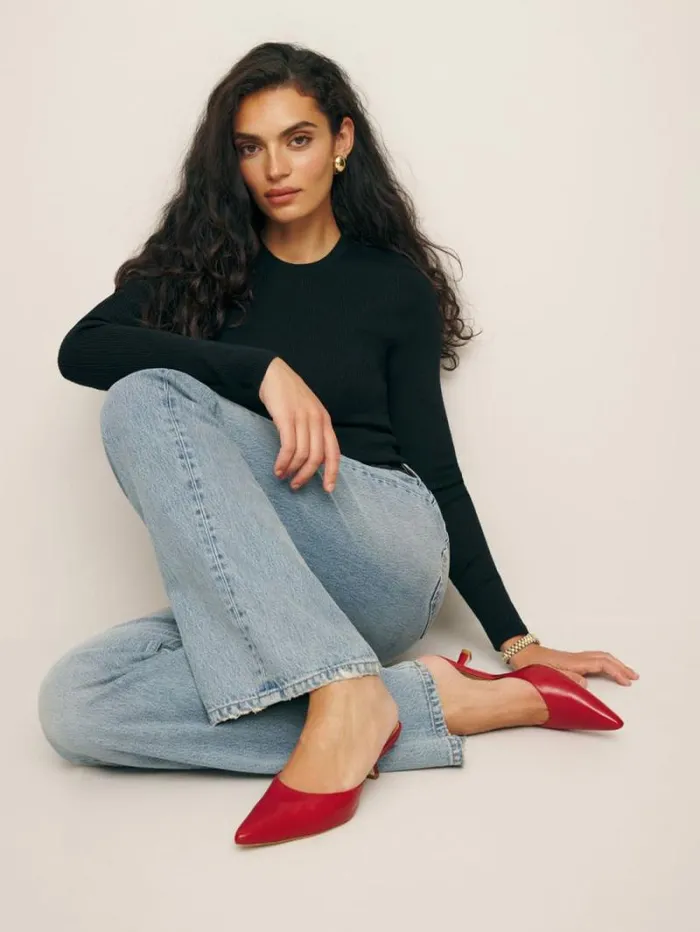 The Reformation Wilda Kitten Mule Scarlet 8211 Shoes