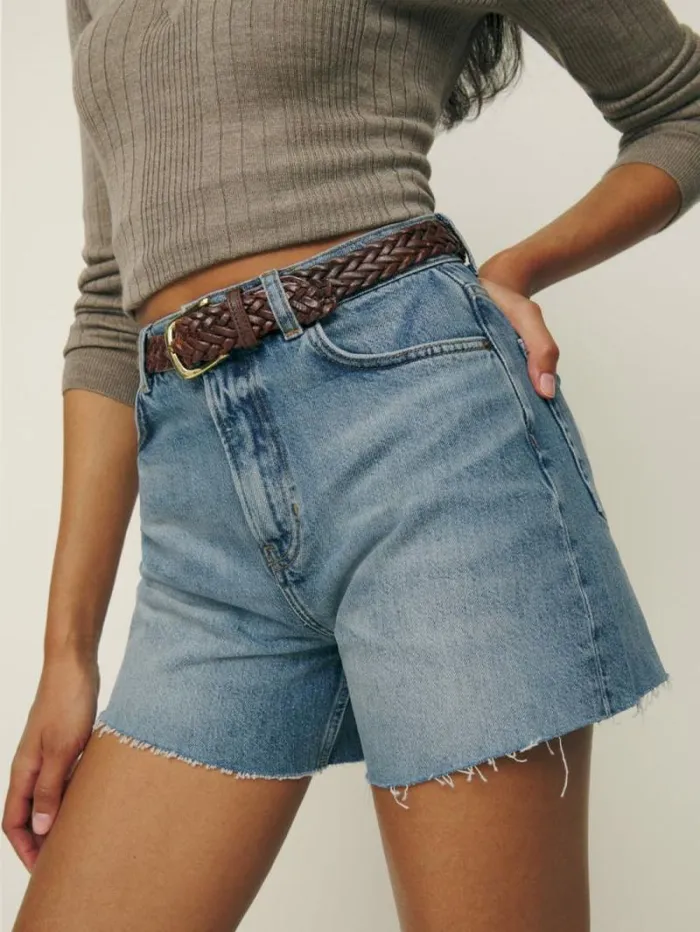 The Reformation Wilder High Rise Relaxed Jean Shorts Galway 8211 Clothing