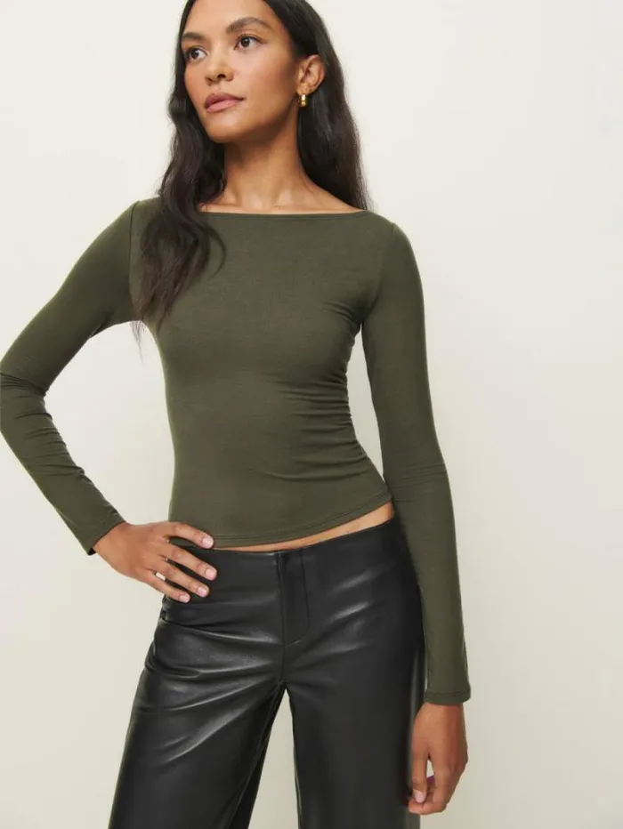 The Reformation Wiley Knit Top Pine Tree 8211 Clothing