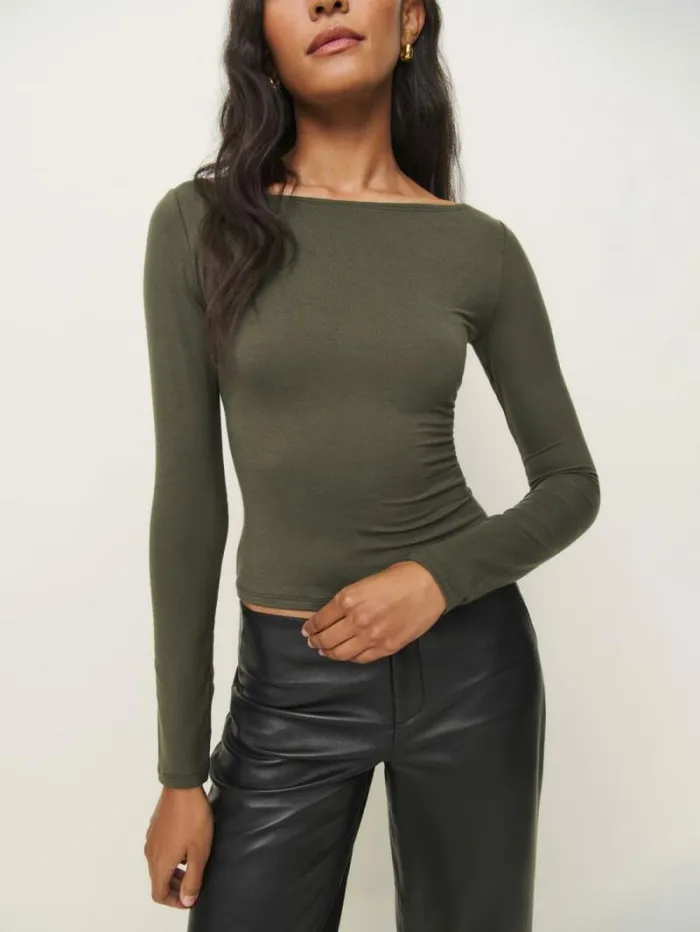 The Reformation Wiley Knit Top Pine Tree 8211 Clothing