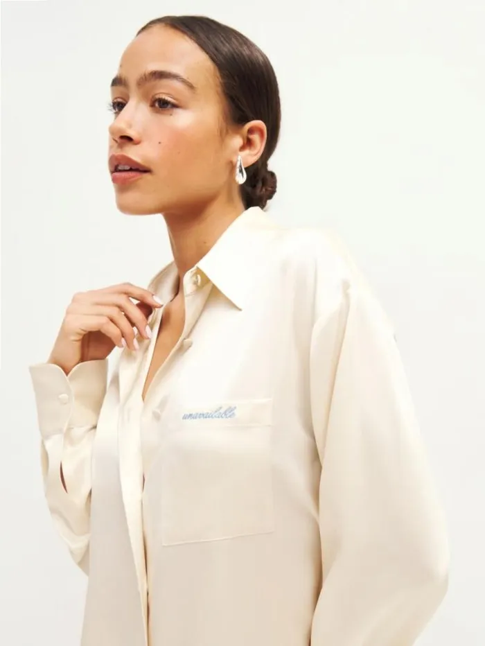 The Reformation Will Oversized Satin Shirt Unavailable 8211 Clothing