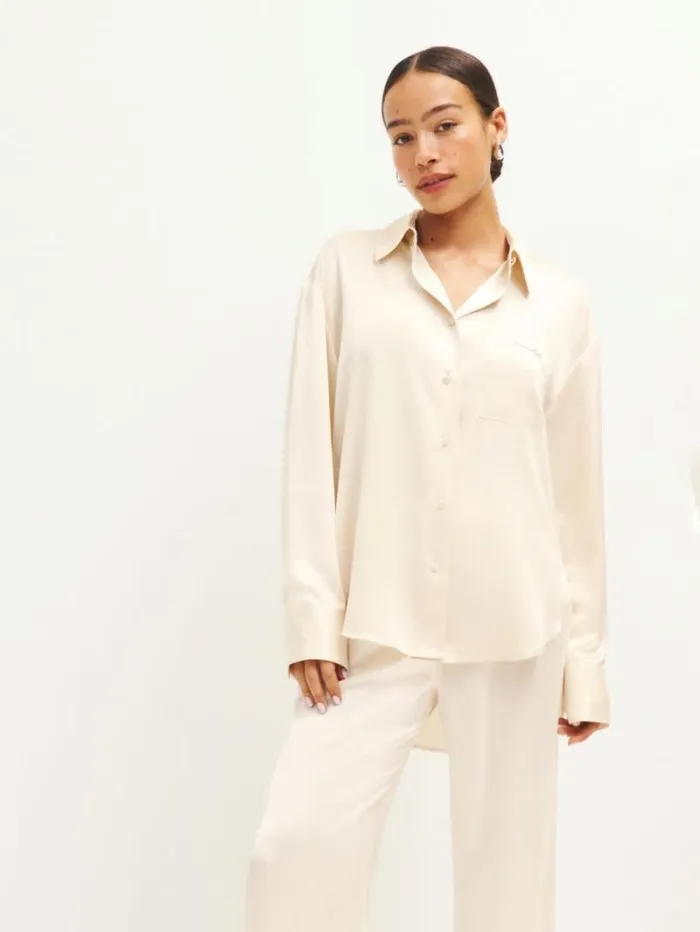 The Reformation Will Oversized Satin Shirt Unavailable 8211 Clothing