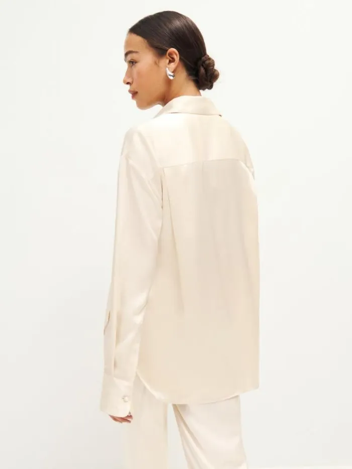 The Reformation Will Oversized Satin Shirt Unavailable 8211 Clothing