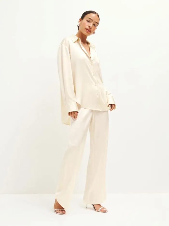 The Reformation Will Oversized Satin Shirt Unavailable 8211 Clothing