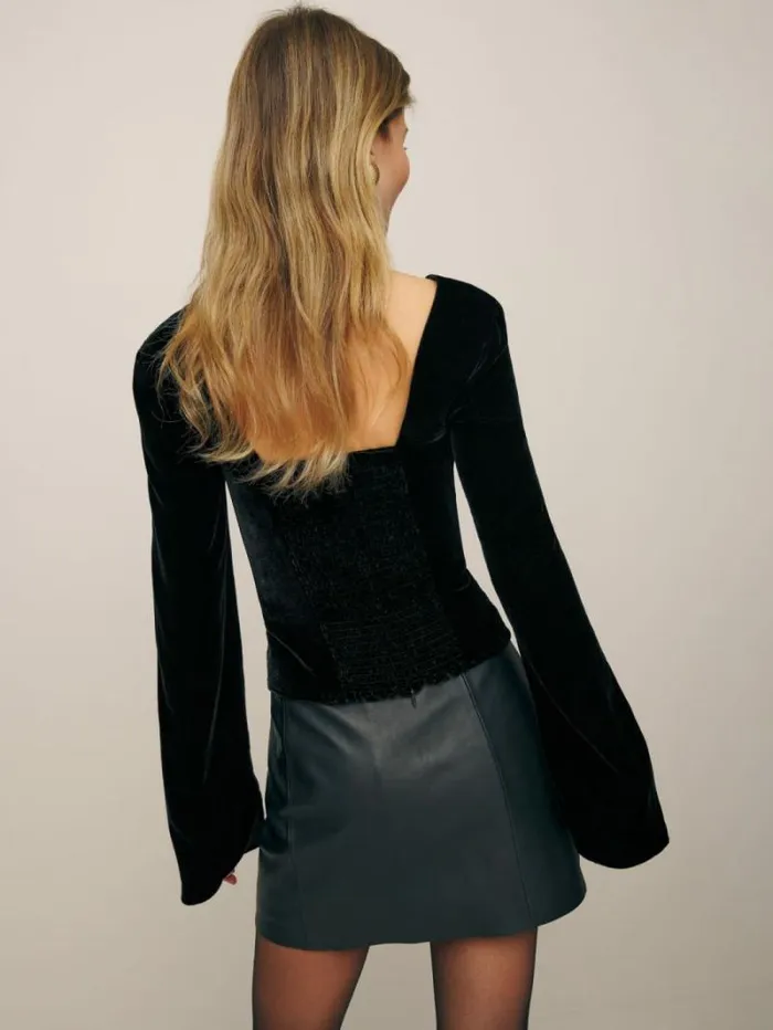 The Reformation Wyatt Velvet Top Black 8211 Clothing