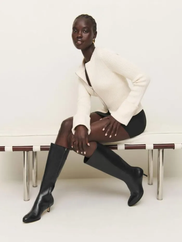 The Reformation Xandra Knee Boot Black Leather 8211 Shoes
