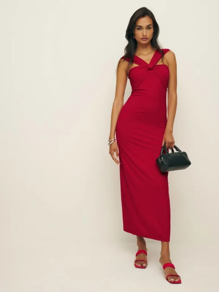 The Reformation Xena Knit Dress Lipstick 8211 Clothing