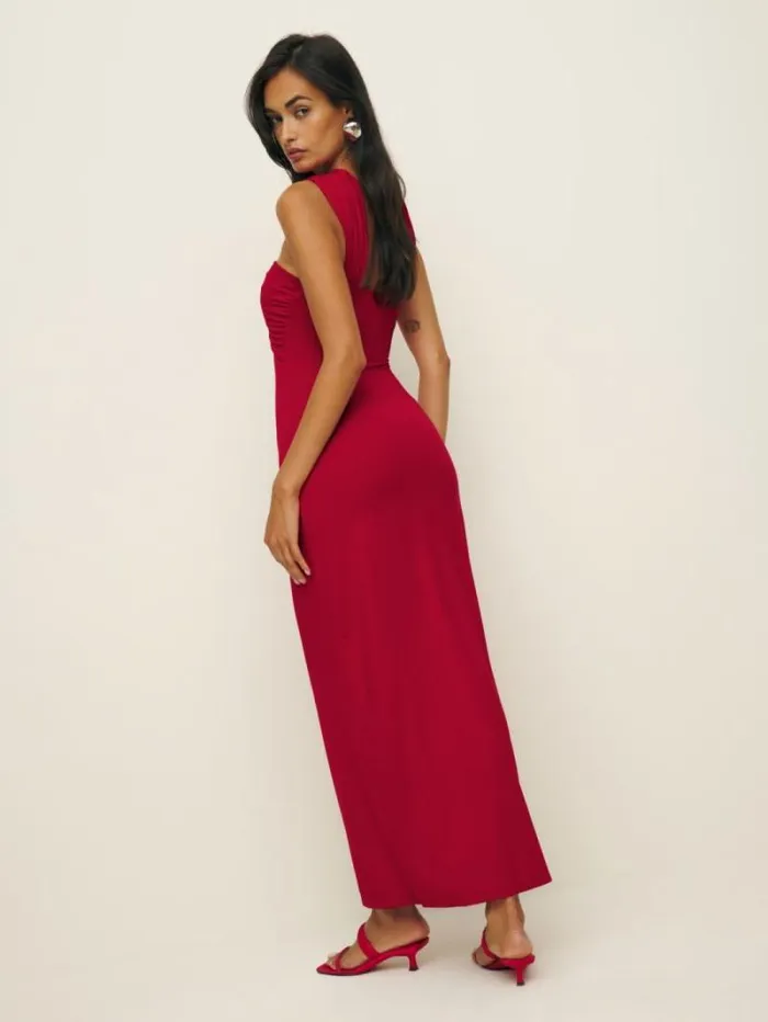 The Reformation Xena Knit Dress Lipstick 8211 Clothing