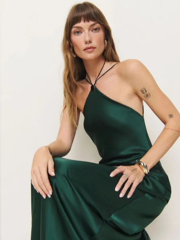 The Reformation Zinna Dress Forest 8211 Weddings