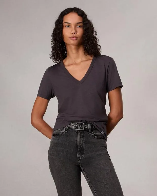 The Slub VNeck Tee GreystoneKhakiSalute Women TShirts rag and bone