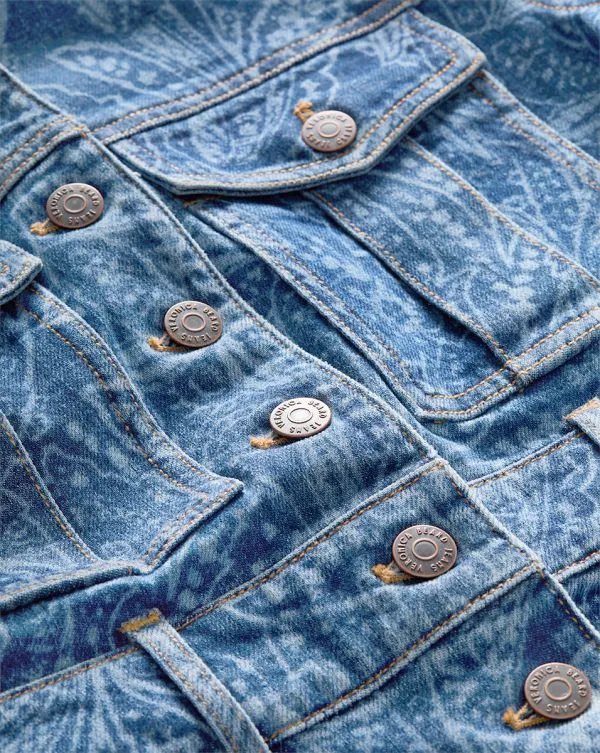 Tika Denim Jacket Atlantic Paisley Women Veronica Beard Jackets and Outerwear