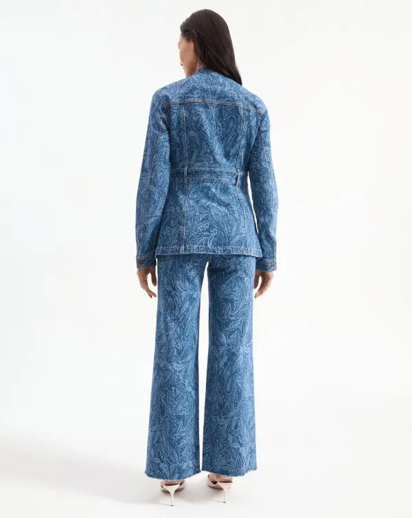 Tika Denim Jacket Atlantic Paisley Women Veronica Beard Jackets and Outerwear