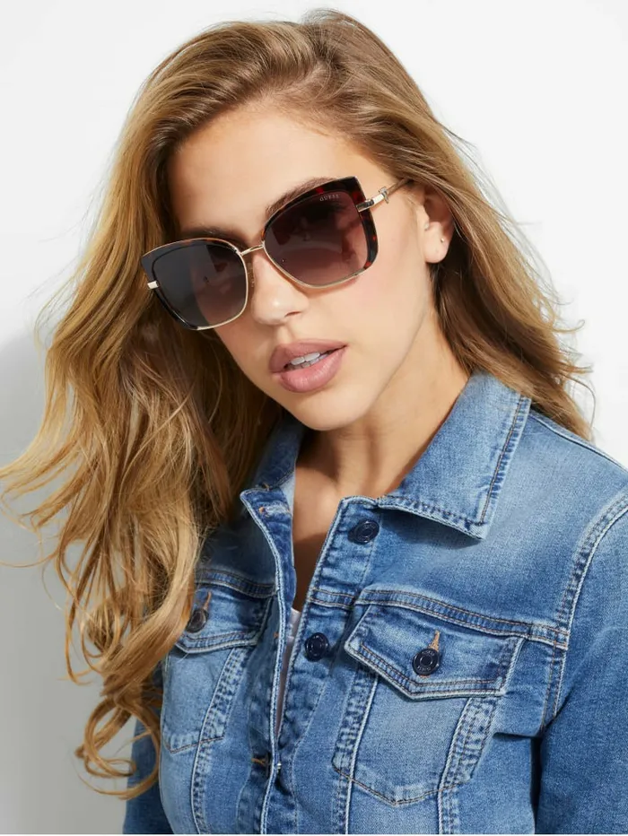 Tinted CatEye Sunglasses Dark HavanaGradient Brn Sunglasses GUESS Women