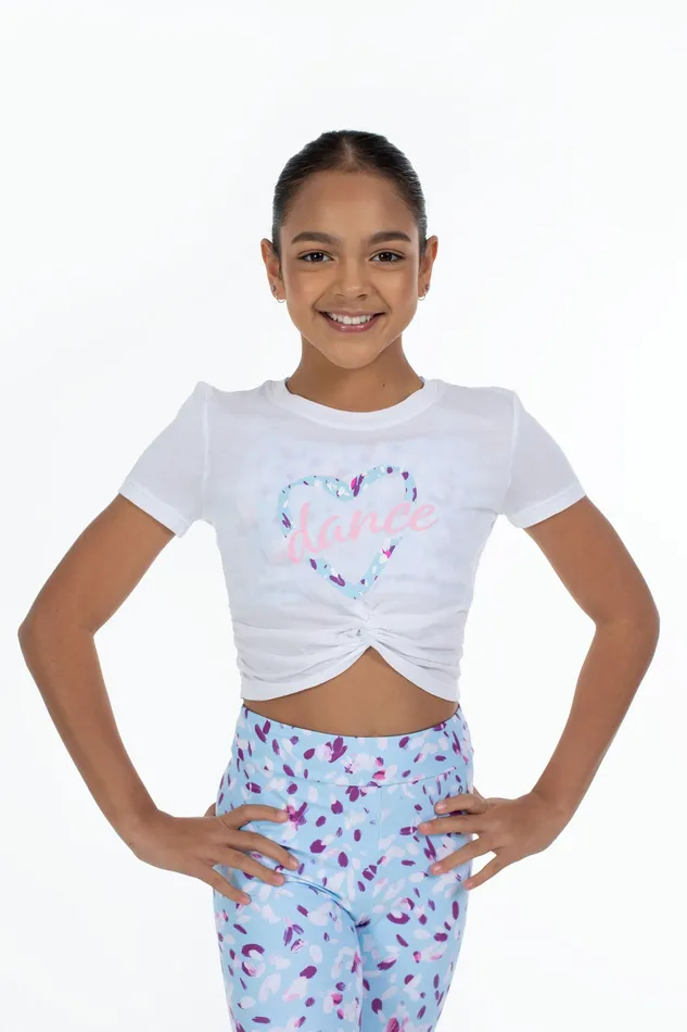 Tops Children Bloch X Flo Active Twist Front Tee White Bloch