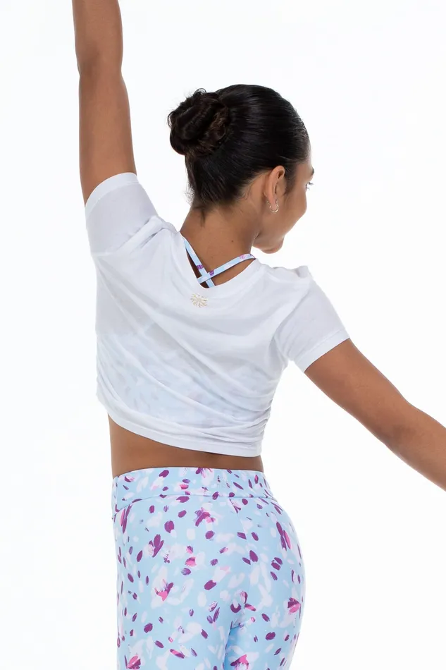 Tops Children Bloch X Flo Active Twist Front Tee White Bloch