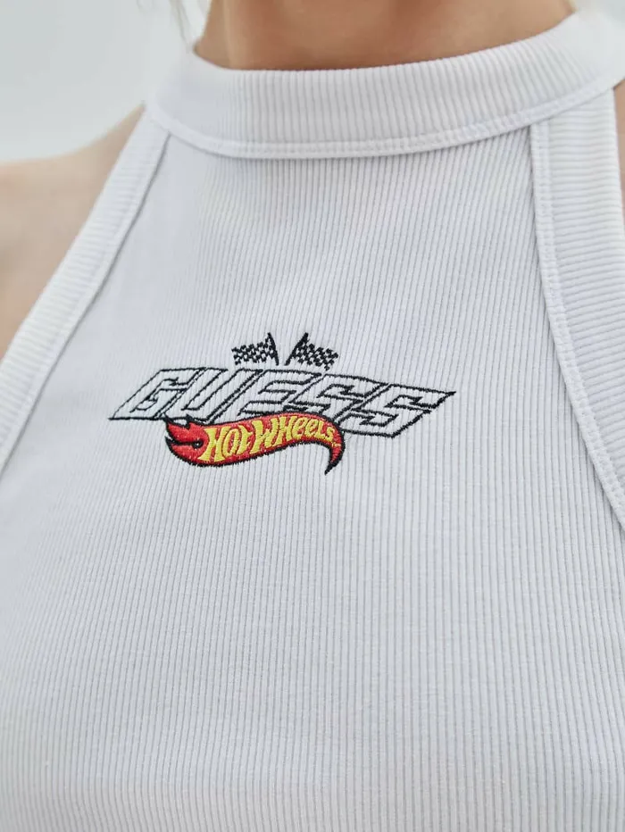 Tops GUESS Women GUESS Originals x Hot Wheels Logo Tank Pure White Tops GUESS Women GUESS Originals x Hot Wheels Logo Tank Pure White