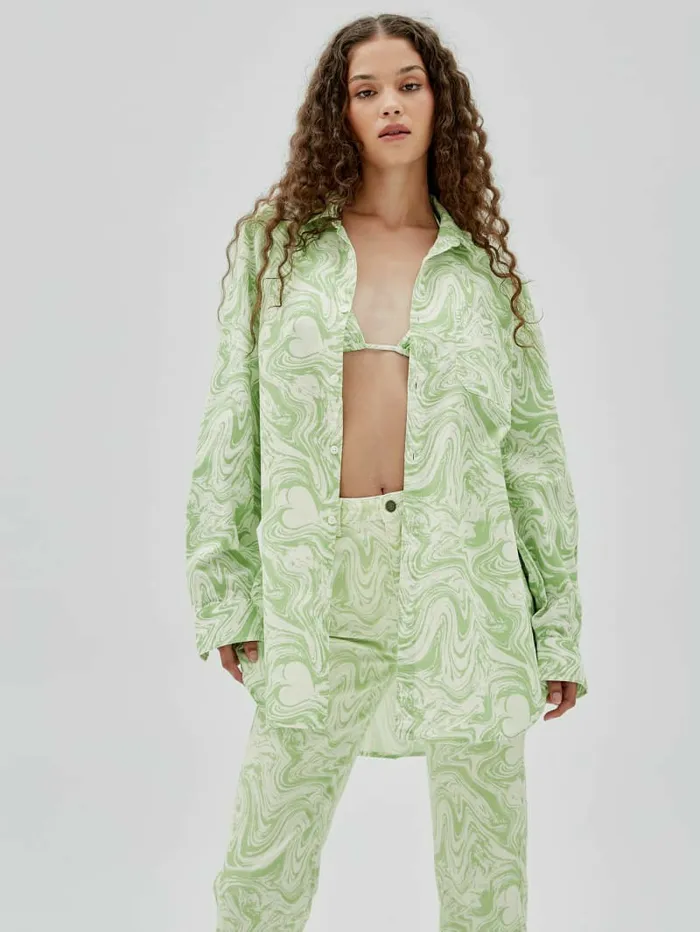 Tops GUESS Women GUESS Originals x J Balvin AOP Shirt Green Spring Multi