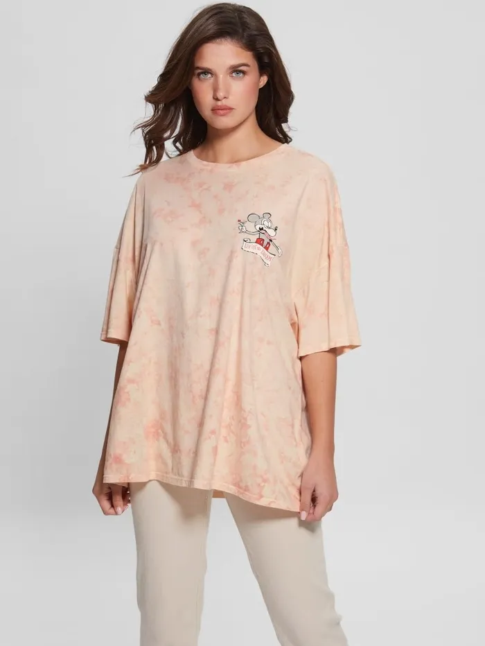 Tops GUESS Women Martini Mouse Oversized Tee Hello Peach Multi