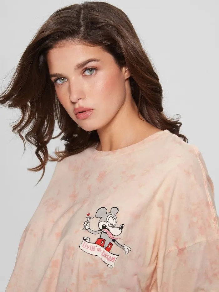 Tops GUESS Women Martini Mouse Oversized Tee Hello Peach Multi