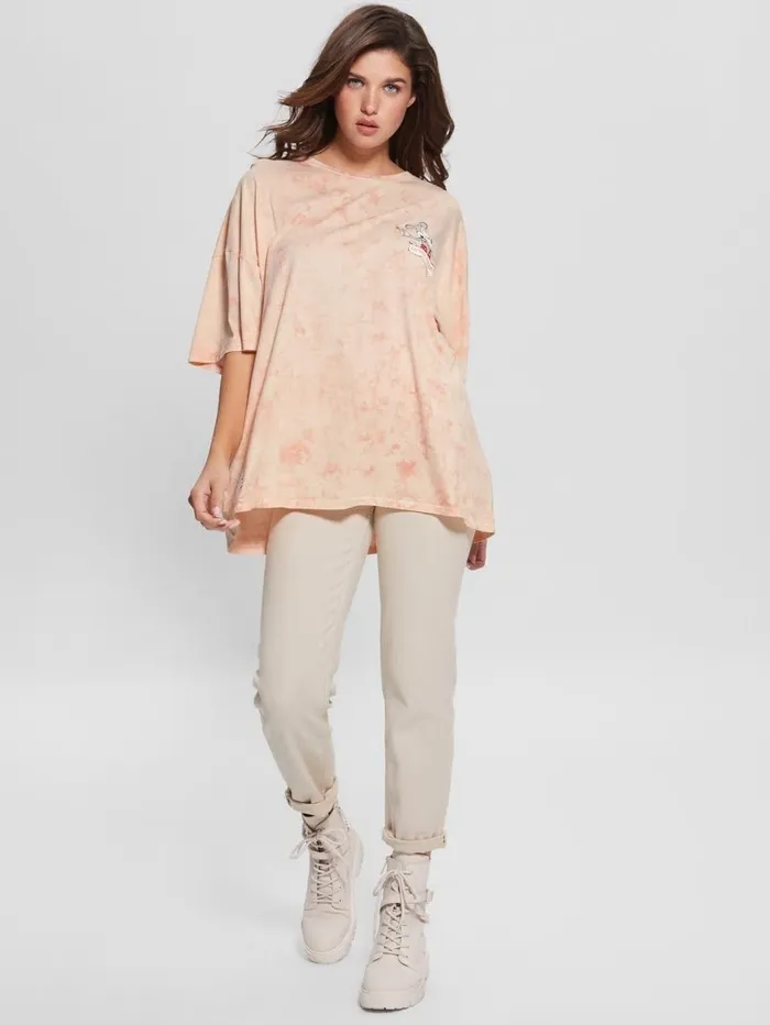 Tops GUESS Women Martini Mouse Oversized Tee Hello Peach Multi