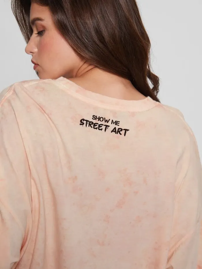 Tops GUESS Women Martini Mouse Oversized Tee Hello Peach Multi