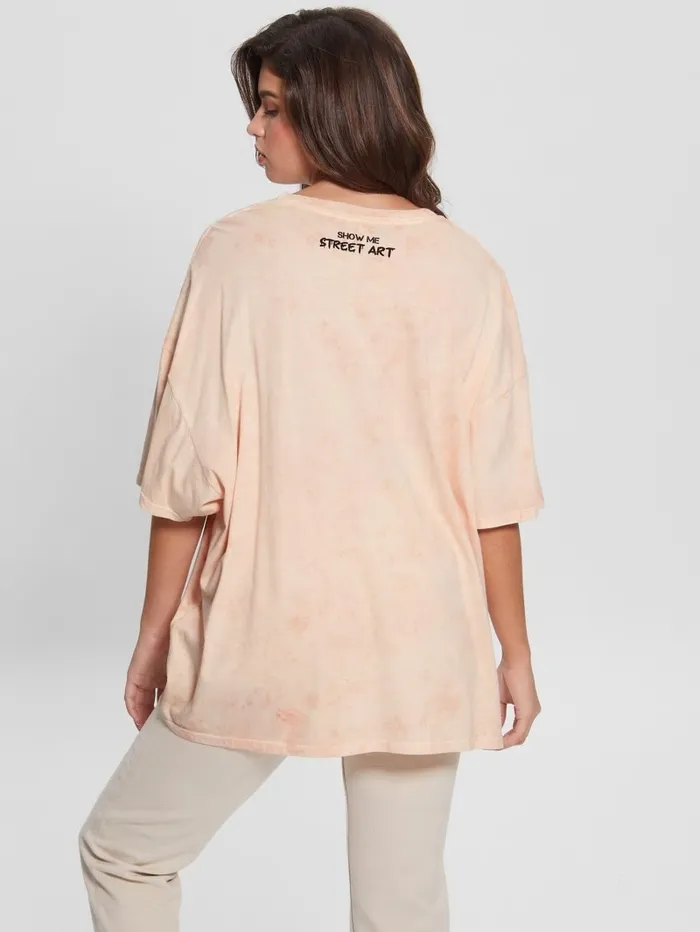 Tops GUESS Women Martini Mouse Oversized Tee Hello Peach Multi