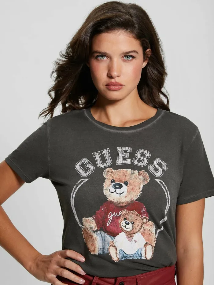 Tops GUESS Women Varsity Bear Tee Jet Black Multi