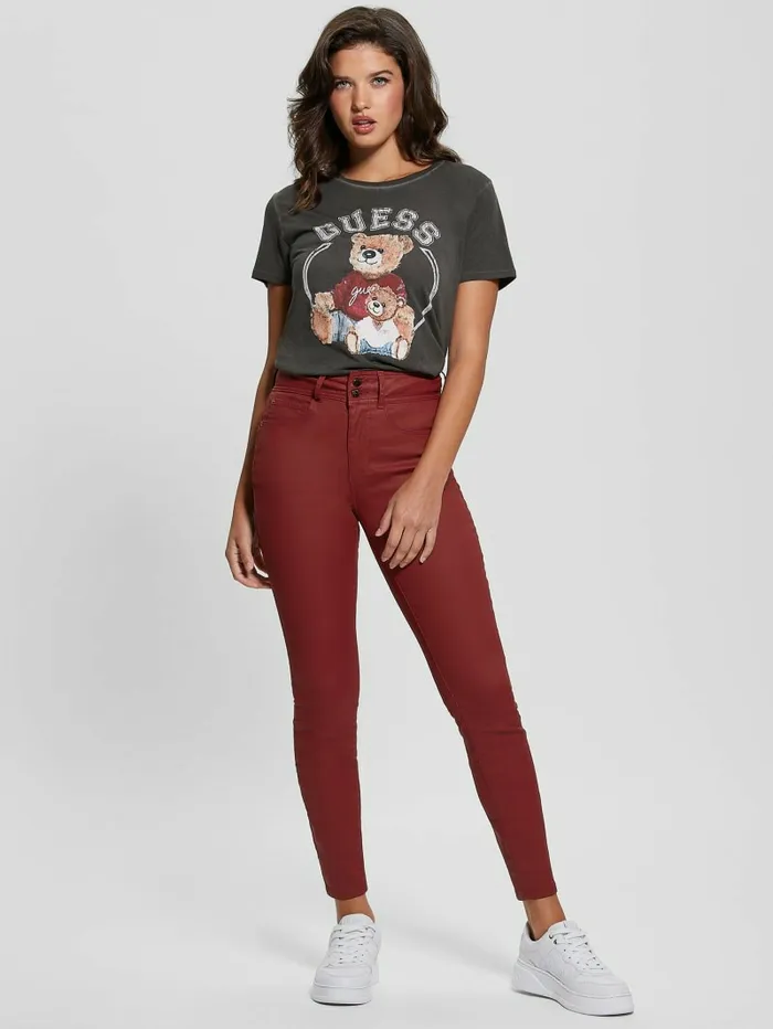 Tops GUESS Women Varsity Bear Tee Jet Black Multi Tops GUESS Women Varsity Bear Tee Jet Black Multi