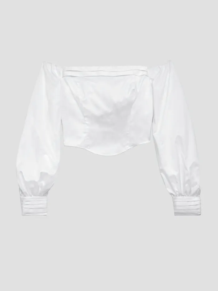 Tops Kristin OfftheShoulder Corset Top Pure White GUESS Women Tops Kristin OfftheShoulder Corset Top Pure White GUESS Women
