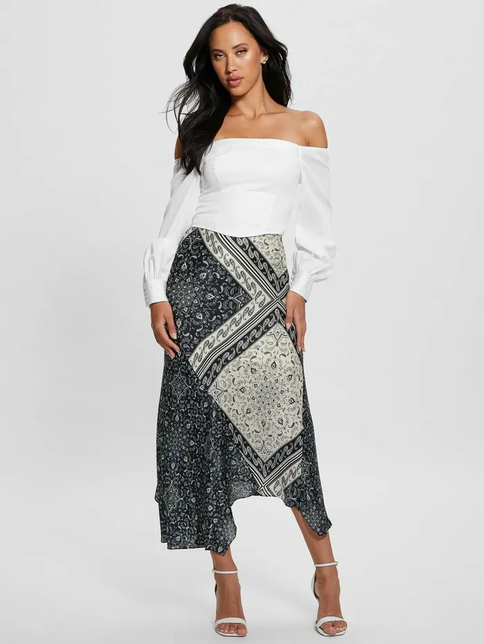 Tops Kristin OfftheShoulder Corset Top Pure White GUESS Women Tops Kristin OfftheShoulder Corset Top Pure White GUESS Women