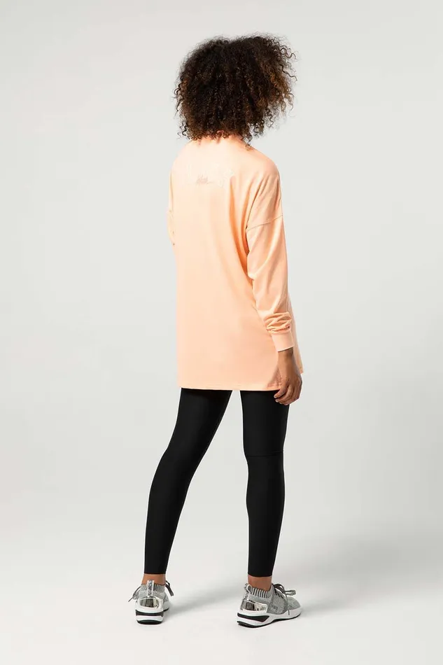 Tops Ladies Bloch Print Oversized Long Sleeve Tee Peach 8211 Bloch Adult