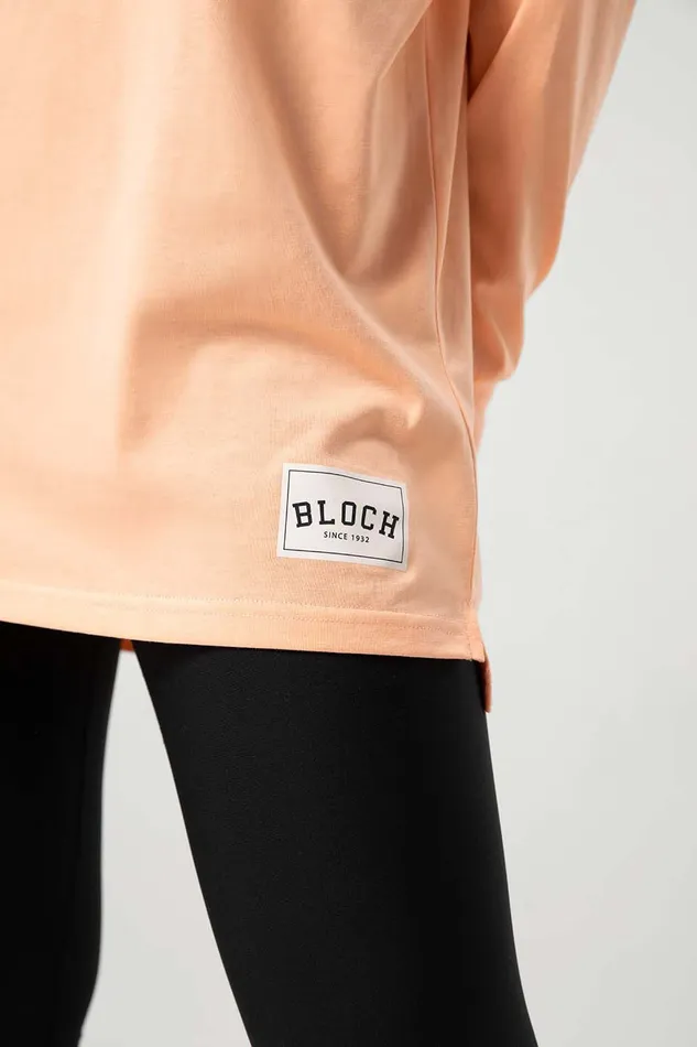 Tops Ladies Bloch Print Oversized Long Sleeve Tee Peach 8211 Bloch Adult