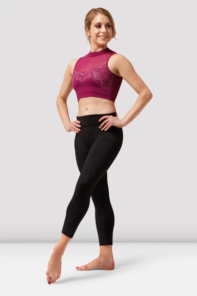 Tops Ladies Natalia Open Back Crop Top Cherry 8211 Bloch Adult