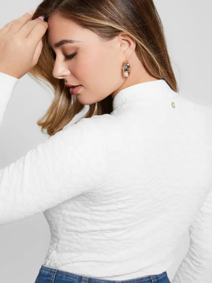 Tops Women Eco Leopard Willa Sweater Dove White GUESS Tops Women Eco Leopard Willa Sweater Dove White GUESS