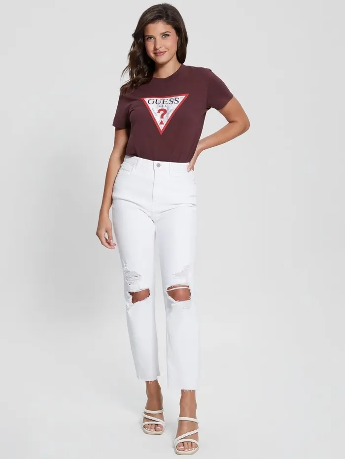 Tops Women Eco Triangle Logo Tee Coachwhip GUESS