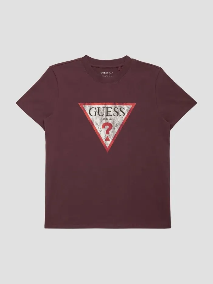 Tops Women Eco Triangle Logo Tee Coachwhip GUESS Tops Women Eco Triangle Logo Tee Coachwhip GUESS