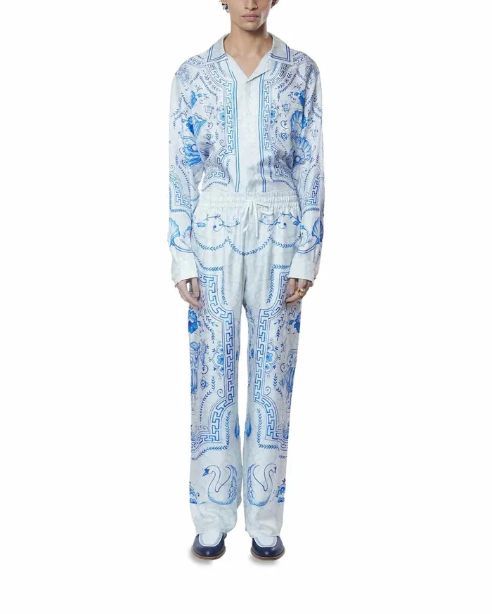 Trousers and Shorts Men Casablanca Paris Plat A Dessert Silk Trousers