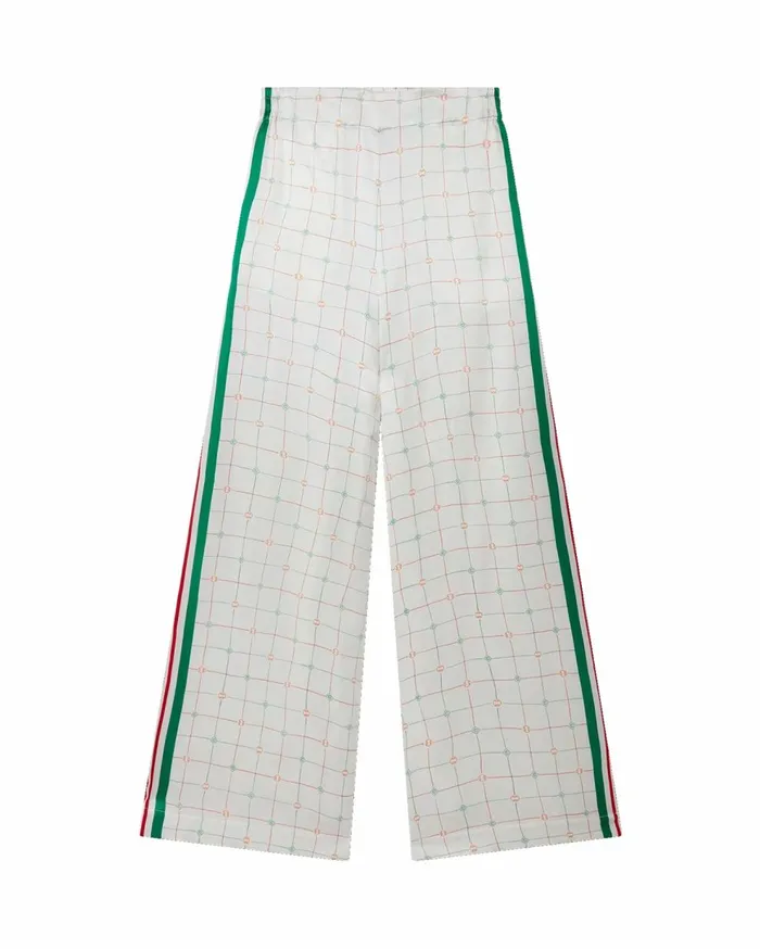 Trousers and Shorts Women Casablanca Paris Tennis Club Check Wide Leg Silk Trousers