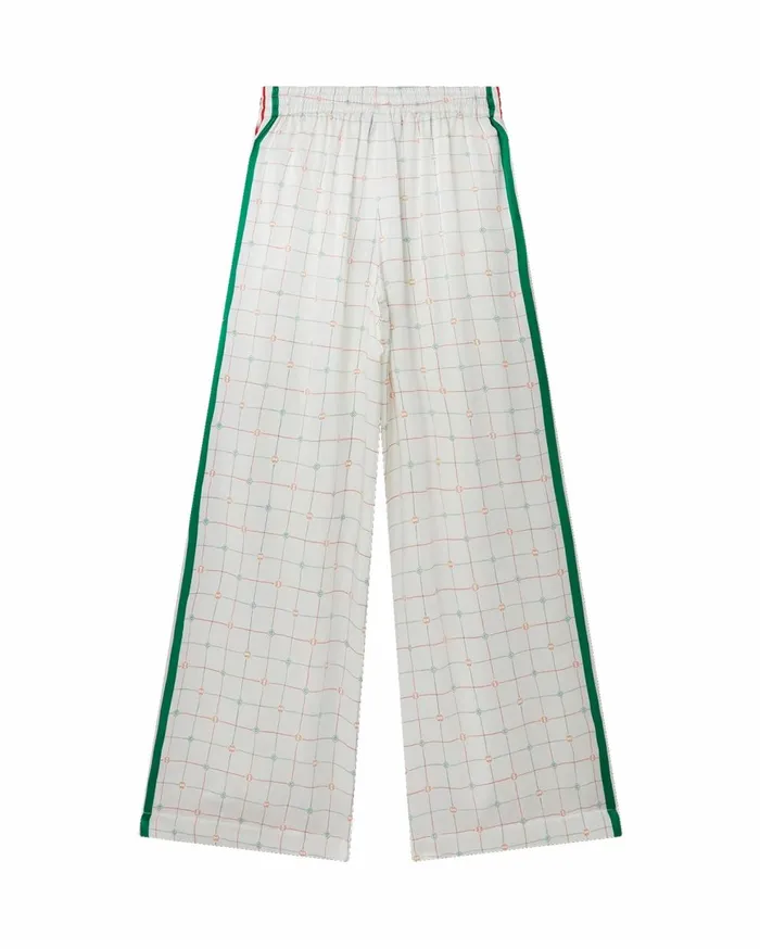 Trousers and Shorts Women Casablanca Paris Tennis Club Check Wide Leg Silk Trousers Trousers and Shorts Women Casablanca Paris Tennis Club Check Wide Leg Silk Trousers