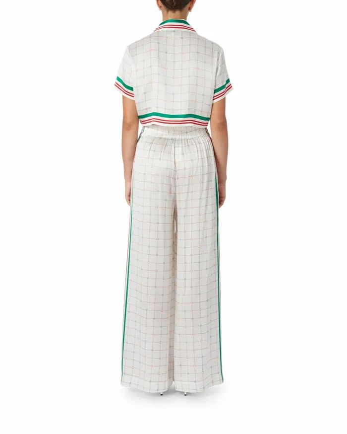 Trousers and Shorts Women Casablanca Paris Tennis Club Check Wide Leg Silk Trousers Trousers and Shorts Women Casablanca Paris Tennis Club Check Wide Leg Silk Trousers