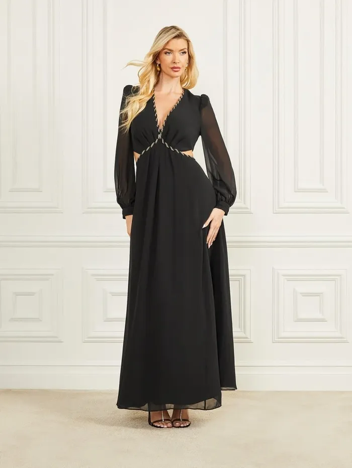 Ursula Mesh Gown Black Women Dresses and Jumpsuits GUESS