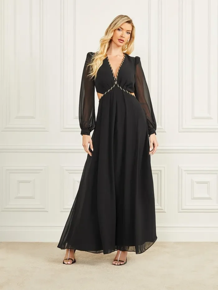 Ursula Mesh Gown Black Women Dresses and Jumpsuits GUESS Ursula Mesh Gown Black Women Dresses and Jumpsuits GUESS
